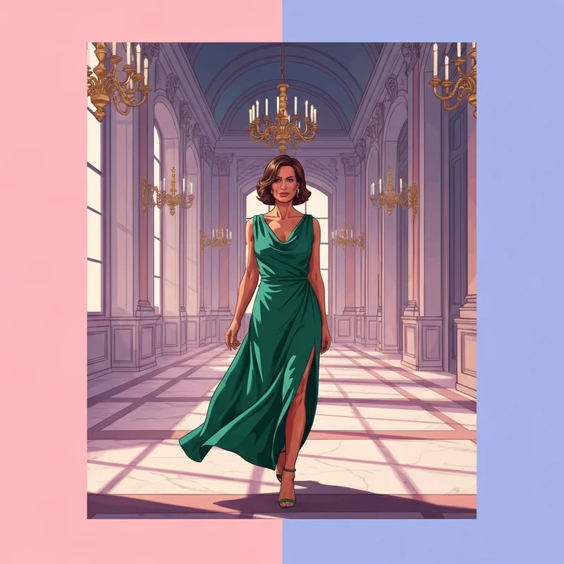 Elegant floor length dress wedding guest inspiration for a formal evening event.