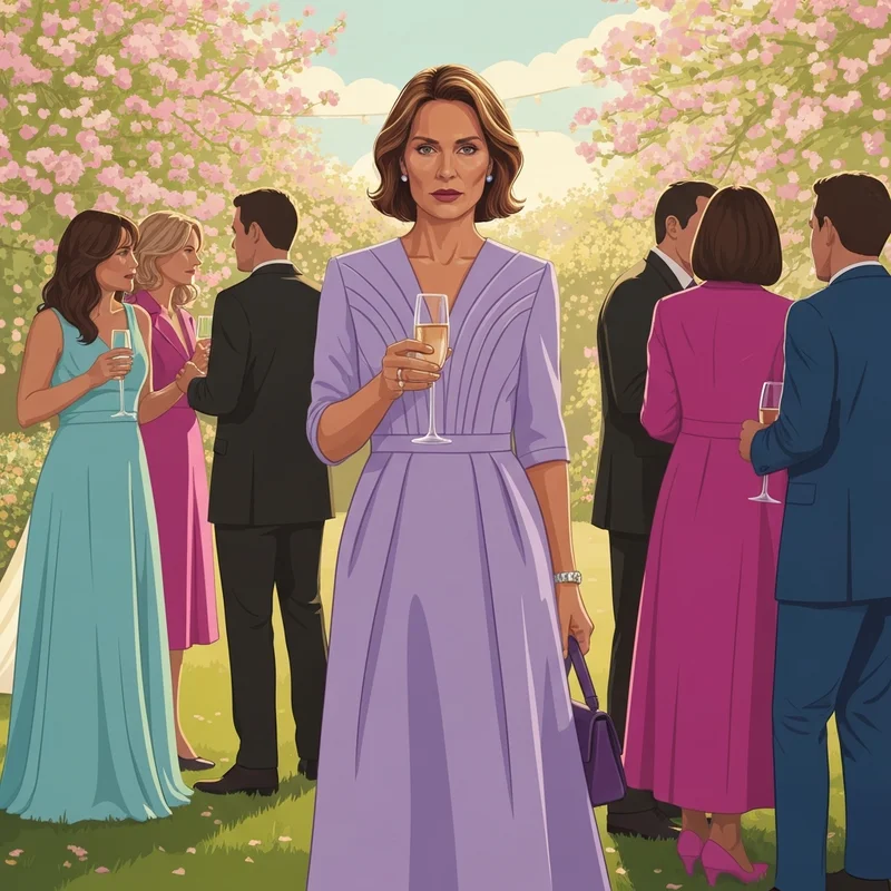 A woman wearing one of the best pastel dresses for wedding guest appearances in a garden setting.