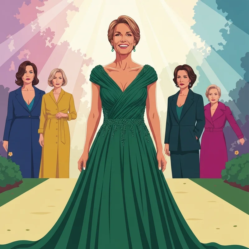 A woman wearing one of the best plus wedding guest dresses for big tummy at a garden party.