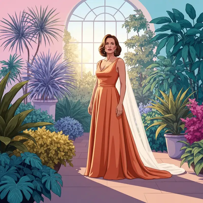 A woman wearing one of the best summer formal wedding guest dresses in a garden setting.