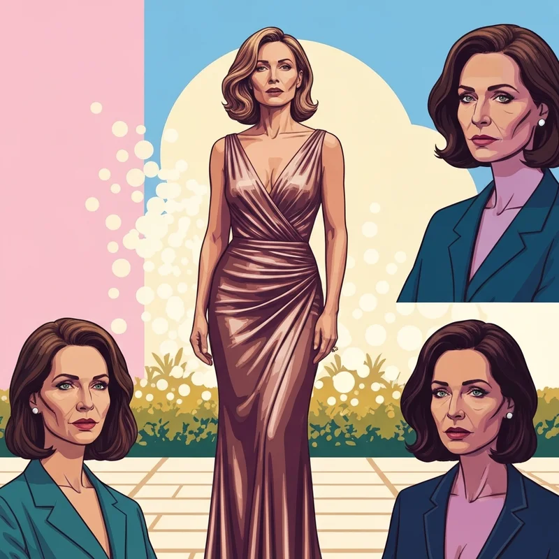 A woman wearing a shimmering gold wedding guest dress at an outdoor event.