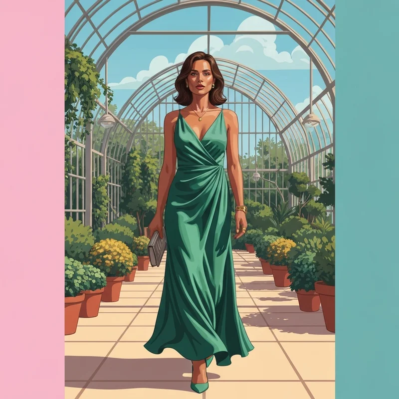 A woman wearing one of the most elegant shein wedding guest dresses at a sunny outdoor wedding.