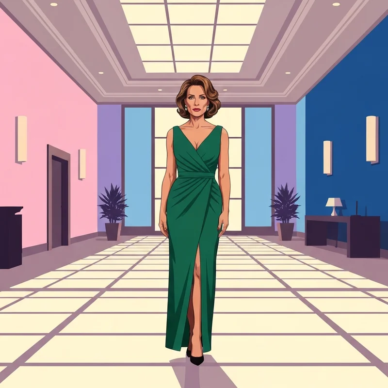 A woman wearing one of the best petite formal wedding guest dresses for a black-tie event.