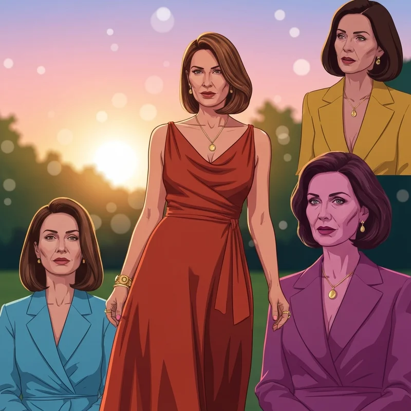 A woman wearing a stylish orange dress for a wedding guest at a sunset ceremony.