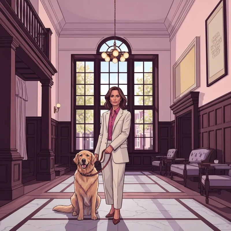 A stylish traveler and her dog in one of the luxury charleston dog friendly hotels