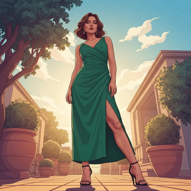 A stylish woman wearing one of the best petite dresses for a wedding guest in a garden setting.