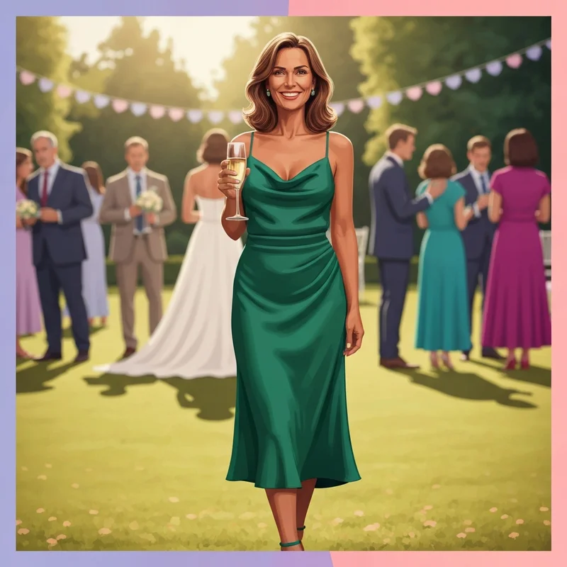 A woman wearing one of the best semi formal dresses for wedding guest success at a garden ceremony.