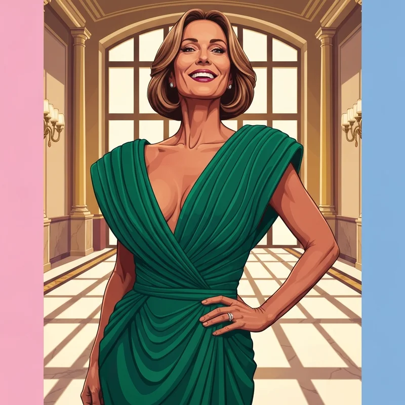 A woman wearing elegant formal dresses for wedding guest plus size in a luxury ballroom setting.