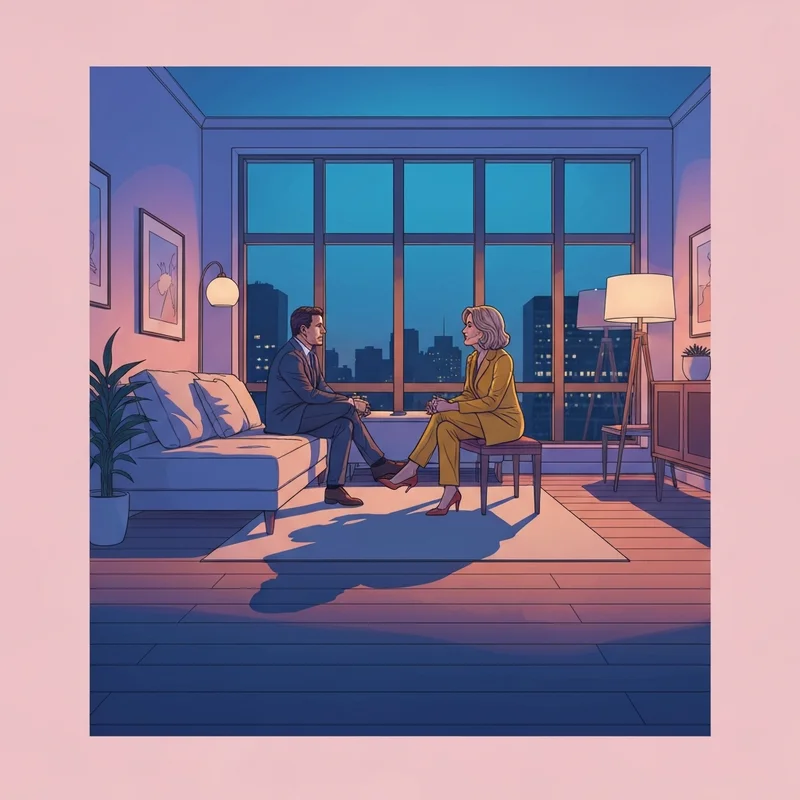A cinematic depiction of an intimate couple, reminiscent of a friends with benefits movie sex scene, in a modern apartment.