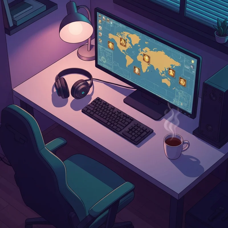 A professional gaming setup with a screen showing the world of warcraft recruit a friend interface.