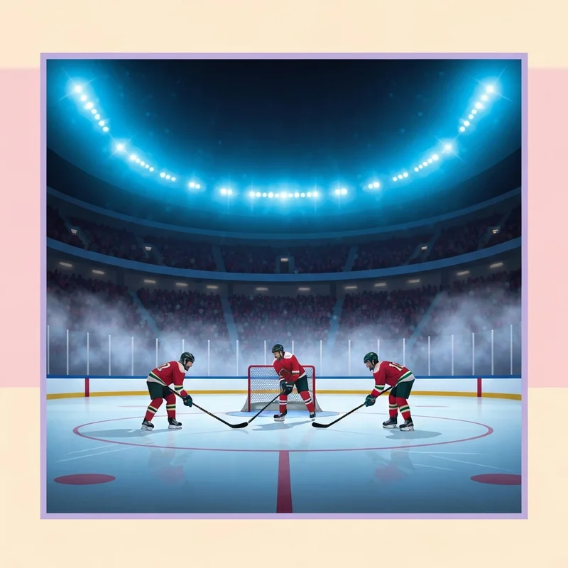 A cinematic arena view during a blackhawks vs wild game showcasing the intense rivalry and professional atmosphere.