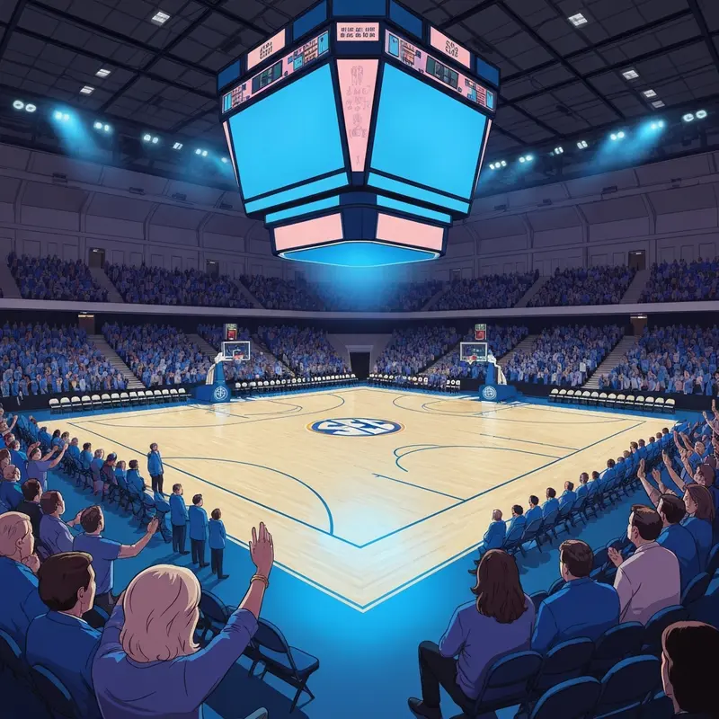 Atmospheric view of the kentucky vs vanderbilt basketball rivalry inside a historic arena.