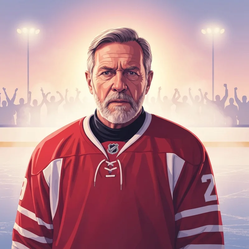 A professional hockey player like Patrick Kane preparing for a game on a misty ice rink.