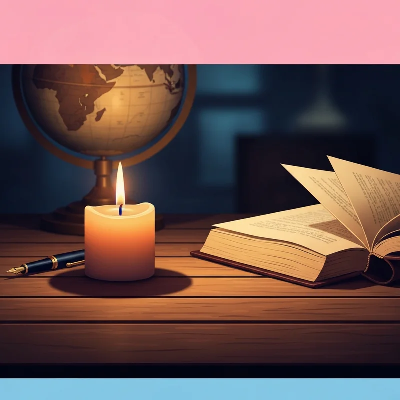 A memorial candle and historical book for Holocaust Remembrance Day.