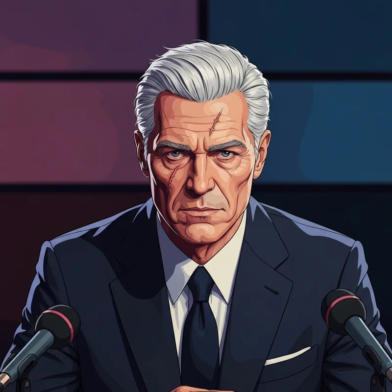 A stoic hockey coach archetype displaying resilience after the Craig Berube injury.