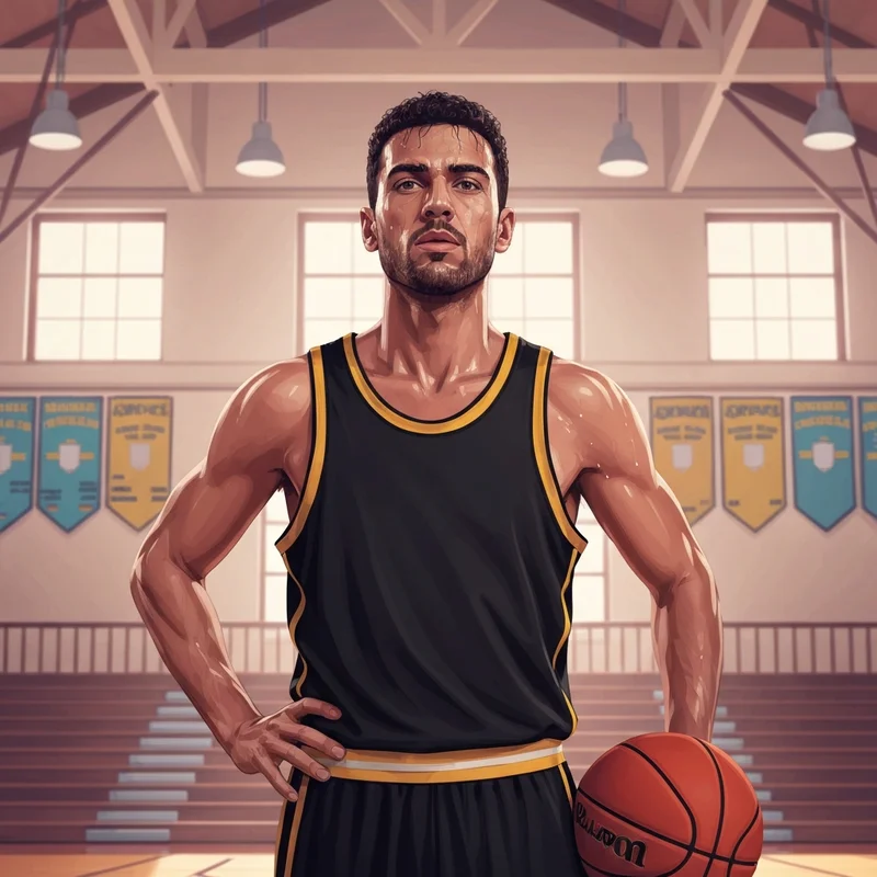 A professional athlete representing Tyler Tanner Vanderbilt stands ready for action in Memorial Gym.