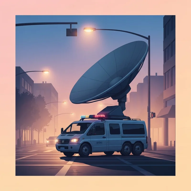 A long range acoustic device mounted on a vehicle in an urban setting for crowd management.