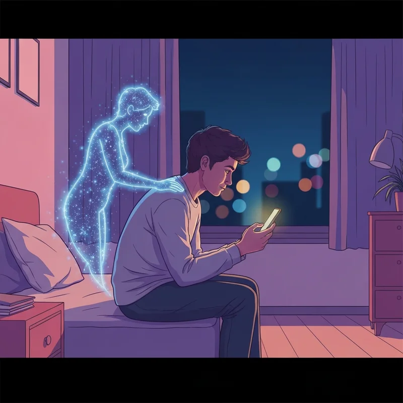 A young person feeling supported by a mystical entity while searching for friend like me lyrics.