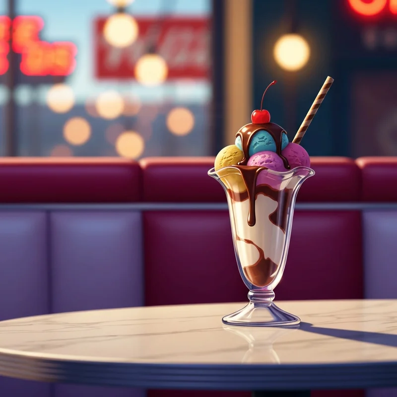 A nostalgic ice cream sundae from the menu friendly's restaurant.