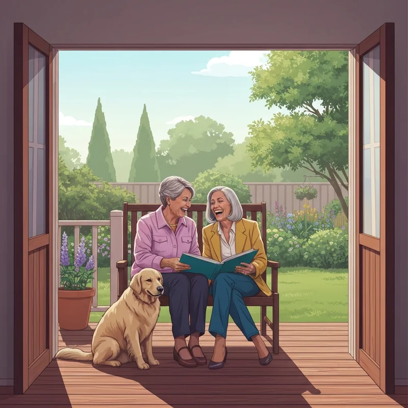 Two friends celebrating a transition with retirement wishes for a friend in mind.