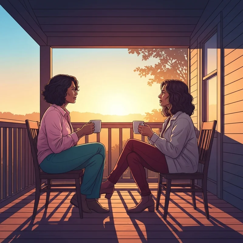 Two women sharing a deep, loyal conversation about what does bible say about friends and friendship in a serene outdoor setting.