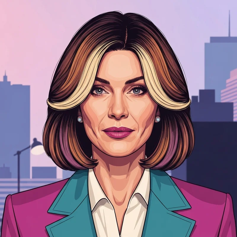 A modern woman showcasing the iconic rachel on friends haircut with voluminous layers and a polished 90s blowout style.