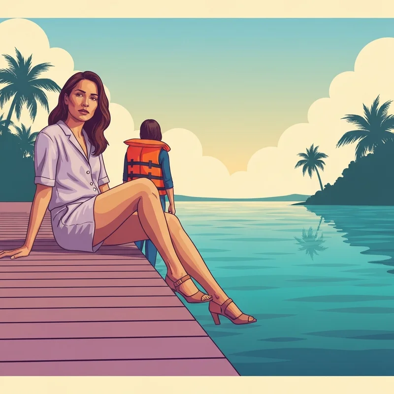 A serene golden hour scene highlighting the pet friendly Key West lifestyle on a tropical pier.