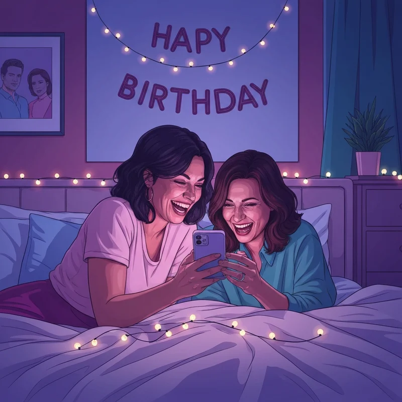 A heartfelt birthday wish for friend displayed on a smartphone screen in a cozy, aesthetic room.