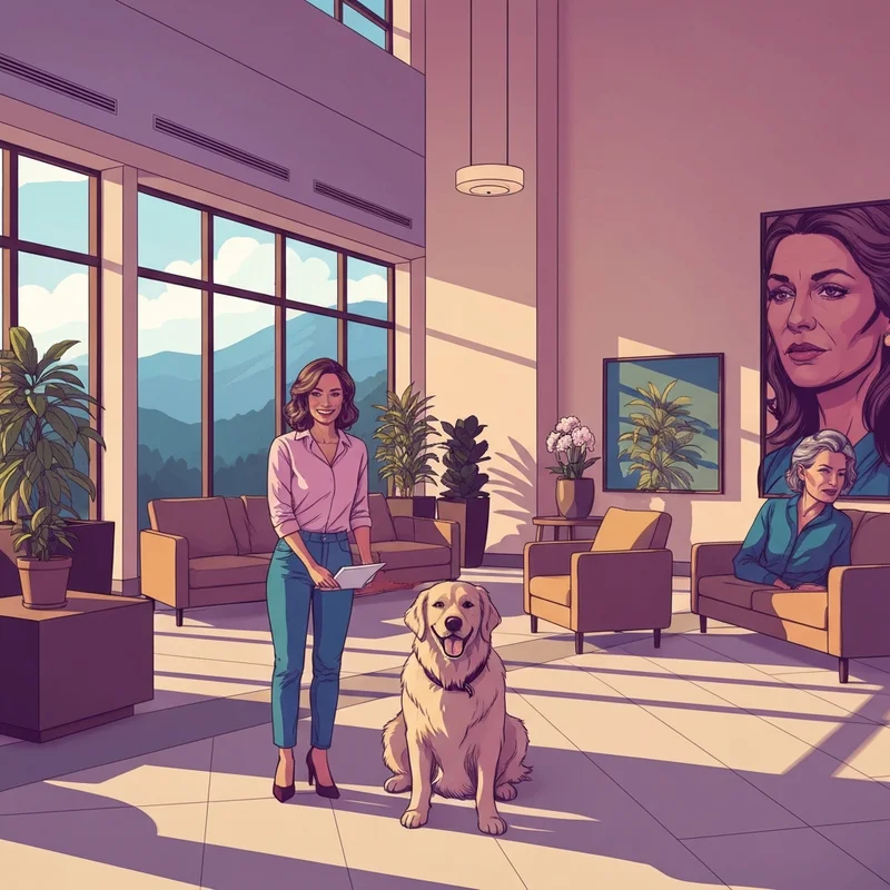 A happy dog and owner checking into one of the best pet friendly hotels chattanooga tn.