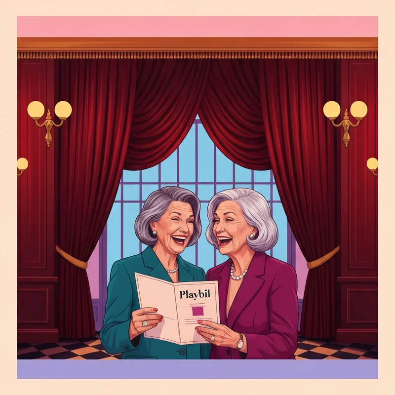 A group of theater patrons discussing old friends ahmanson in the lobby.