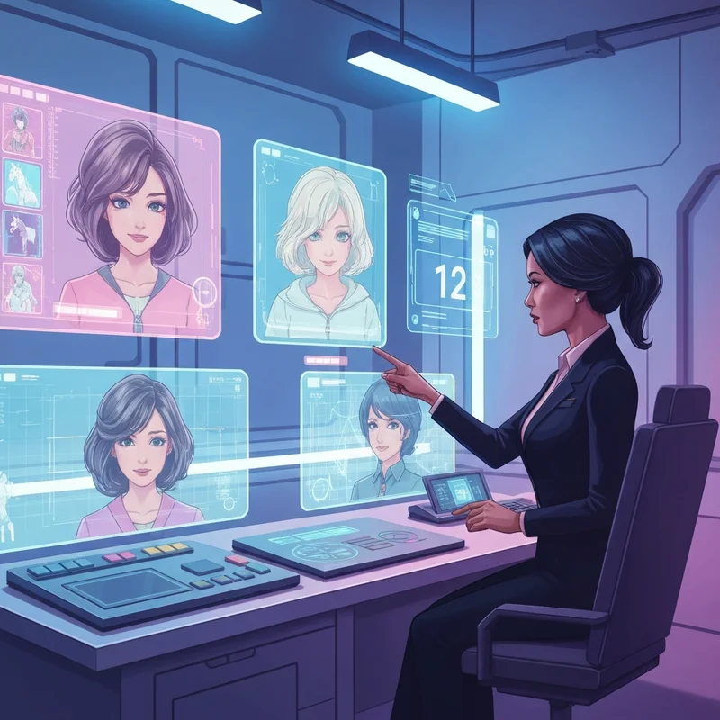 A professional trainer using a high-tech uma musume friend finder to optimize character stats.