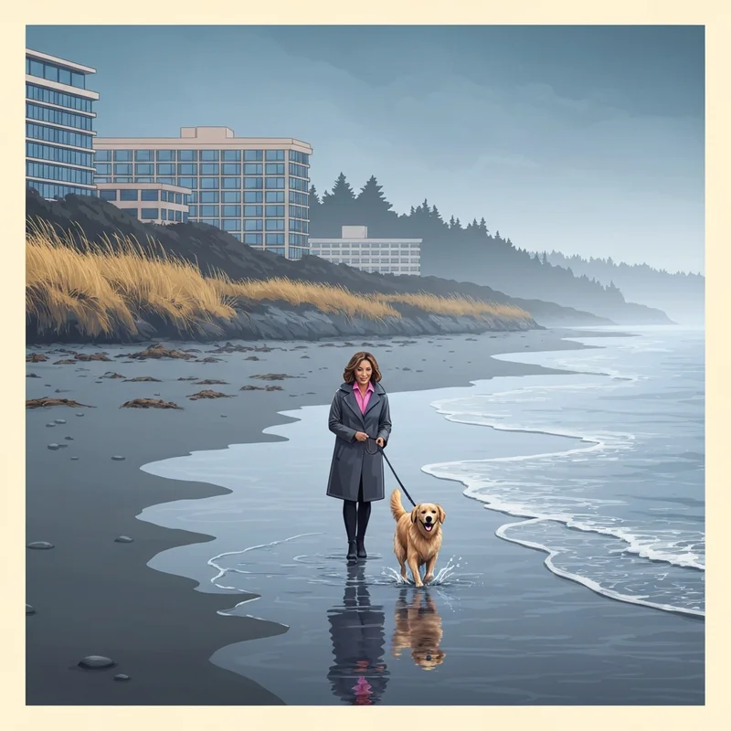 A happy dog and its owner enjoying the beach near ocean shores hotels pet friendly locations.
