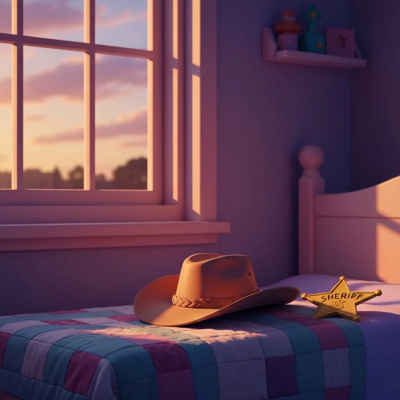 Nostalic 90s bedroom scene representing the theme of toy story you ve got a friend in me