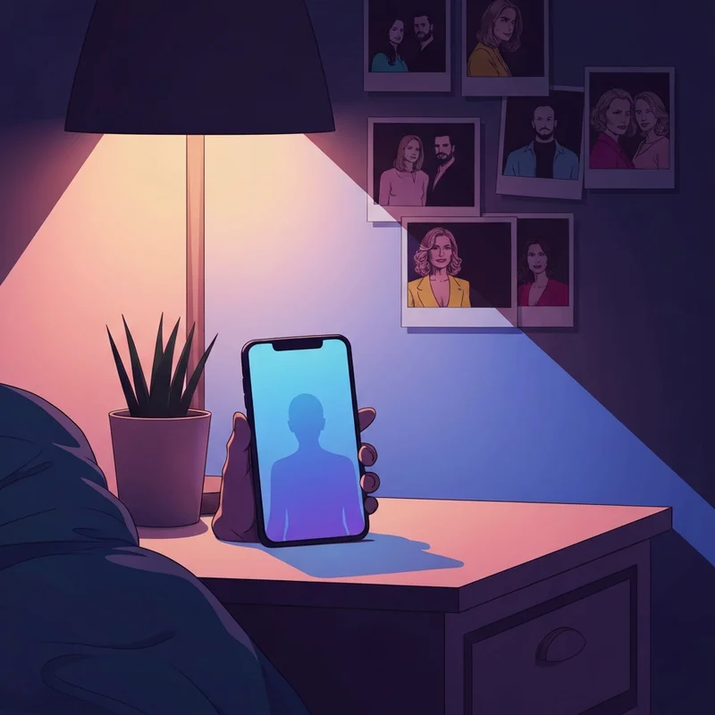 A glowing smartphone in a dark room representing the discovery of friend nudes and digital privacy.