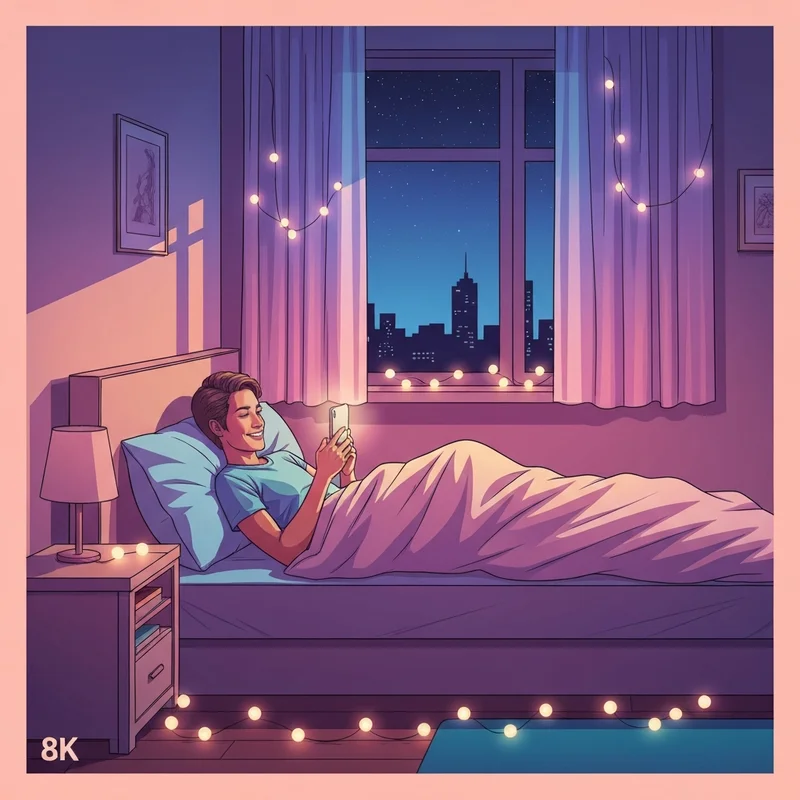 A person sending a heartfelt good night best friend message on their phone in a cozy bedroom setting.