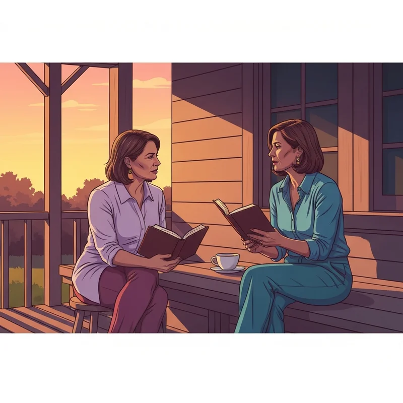 Two women discussing a friend quote bible for spiritual encouragement and relationship growth.
