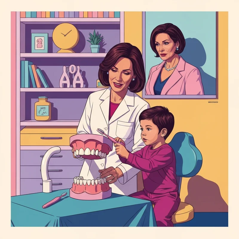 Pediatric dentist teaching a child how to brush teeth