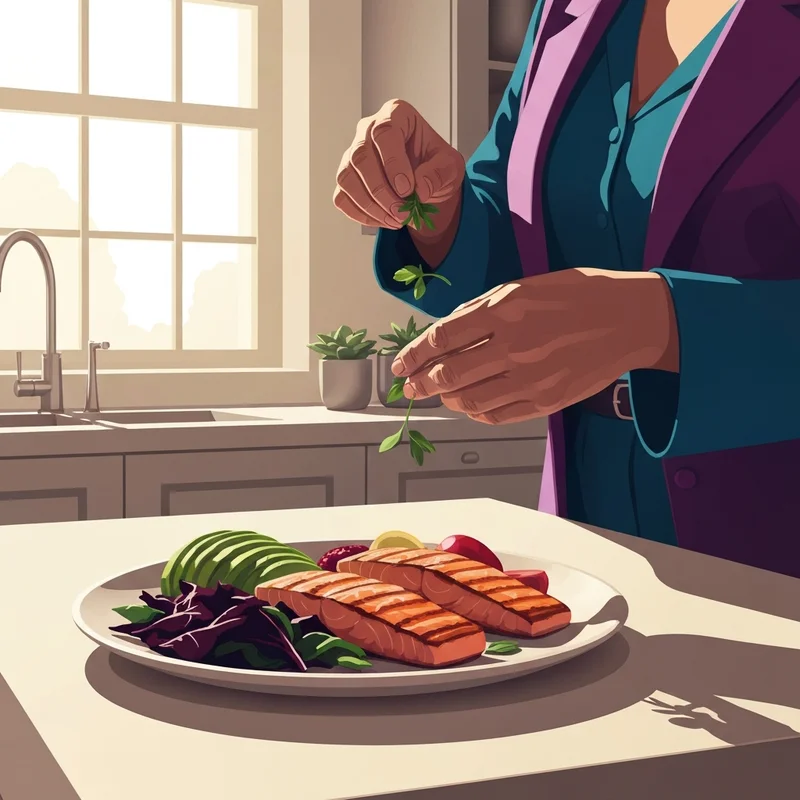 A vibrant meal containing salmon and greens, showcasing pcos friendly recipes for hormone health.