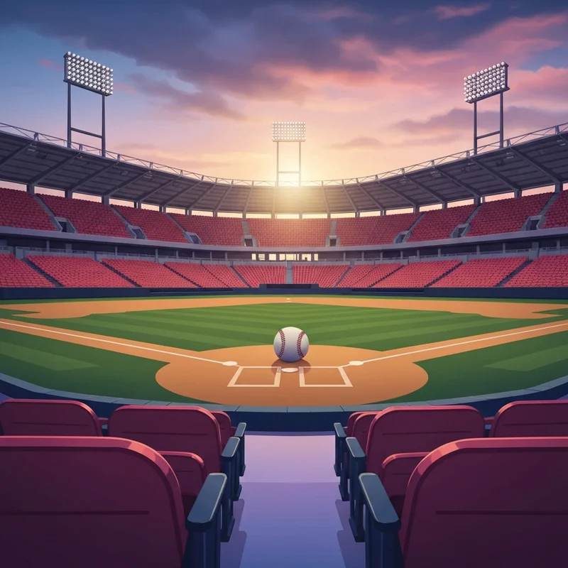 A serene view of an empty baseball stadium at sunset, reflecting the current state of st louis cardinals news and the wait for a new era.