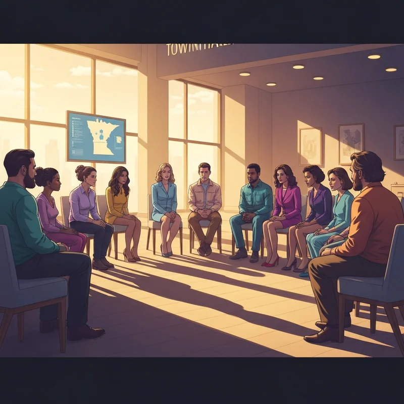 A diverse community gathering focused on resilience and support in the wake of news regarding Ilhan Omar.