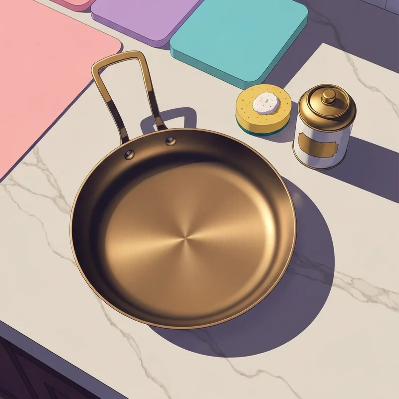 A perfectly polished stainless steel pan showing how to use bar keepers friend for a mirror finish.