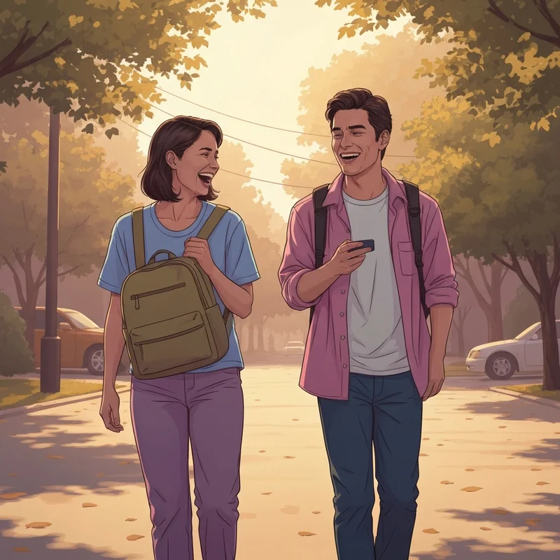Two young adults walking together reflecting the pure connection described in we're gonna be friends lyrics