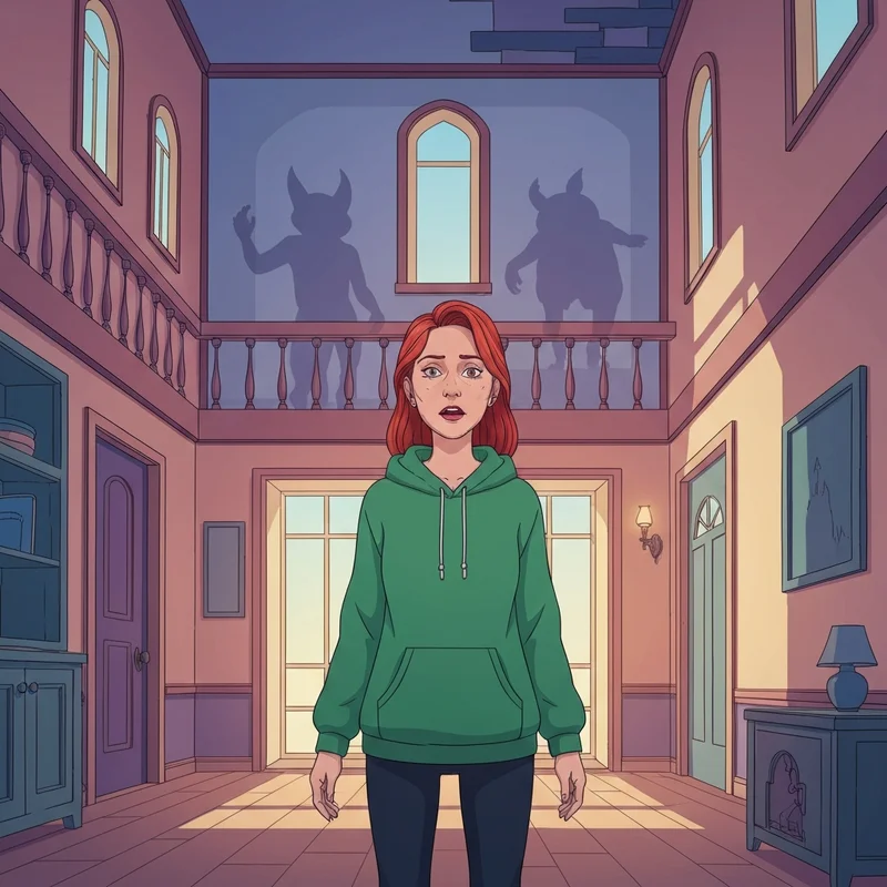 A nostalgic and vivid interpretation of a whimsical mansion hallway, relevant to the cultural exploration of foster's home for imaginary friends porn.