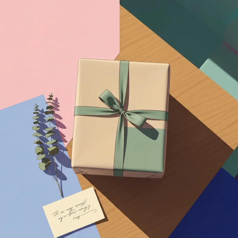 A thoughtfully wrapped birthday gift for friend's girlfriend in neutral aesthetic packaging.