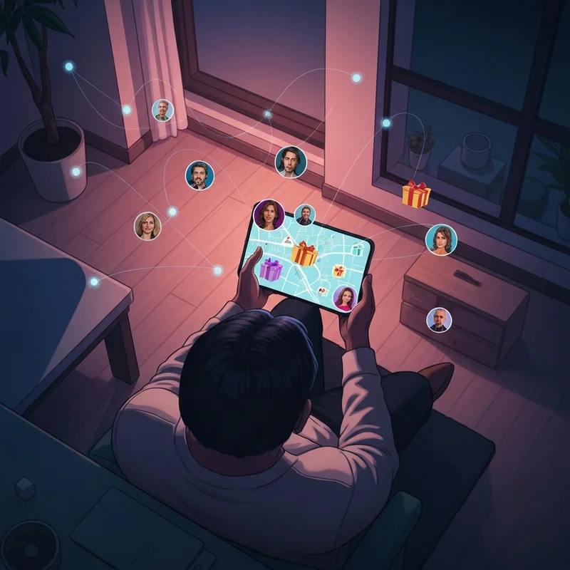 A trainer looking at their phone screen wondering how many friends can you have in pokemon go while surrounded by digital friendship icons.