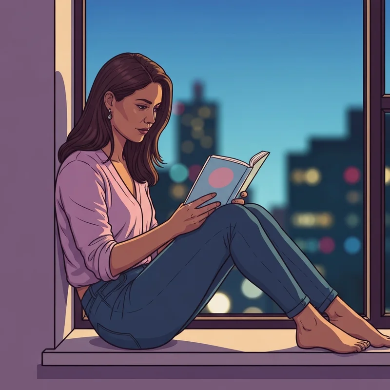 A young reader contemplating the themes of Just Friends by Billy Taylor while looking out a window.