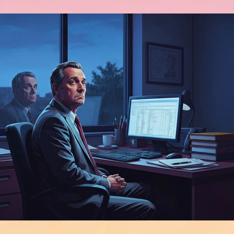 A man staring into the void at his desk, perfectly capturing the vibe of the hello darkness my old friend gif.