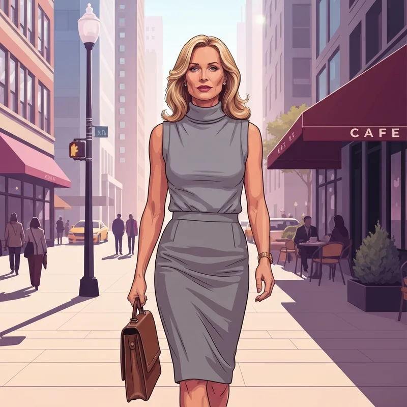 A woman channeling the iconic rachel green friends outfits aesthetic for a modern corporate career glow-up.