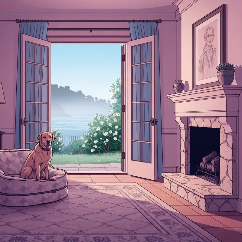 A luxury suite at one of the dog friendly hotels in carmel ca featuring a happy dog on a designer bed.