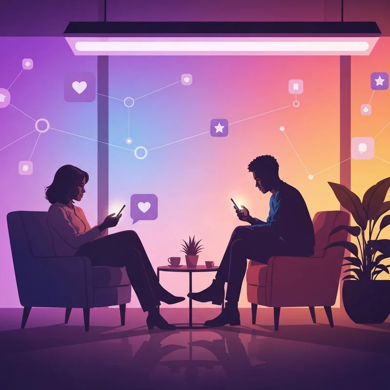 A cozy digital lounge where young adults connect safely using the greeting hi friend.